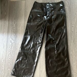 Free People Star-Crossed Lovers Vegan Leather Pants Black Wide Leg Pants